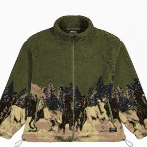 Wesc Olive Fleece Jacket with Nature Motif